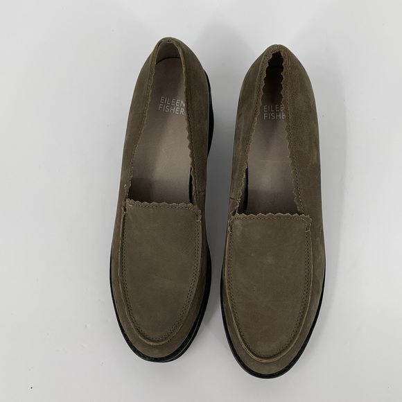 Eileen Fisher Harria loafers chunky platform gray black heel slip-on new 9.5 - Picture 3 of 6